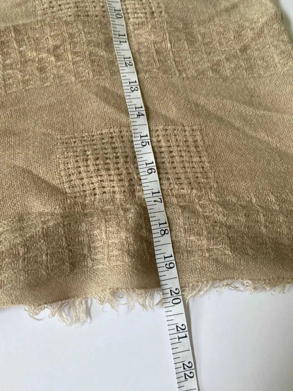 Light Brown Tan Crinkled Infinity Scarf Frayed Edge 100% Acrylic Soft Boho